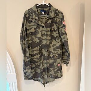 Blue Rain Camouflage Utility Jacket with Pink Details